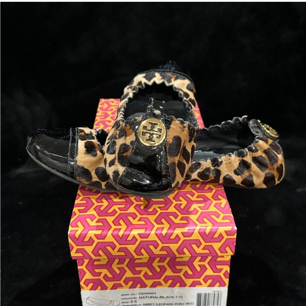 Tory Burch Women's Leopard Print Reva Ballet Flats - Natural/Black